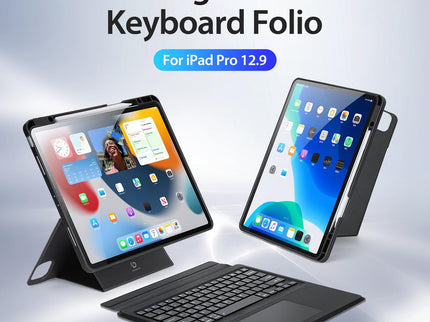 Wireless Bluetooth Keyboard Tablet Case For Ipad Pro 12.9 - Magnetic - Black-1922443430873665537