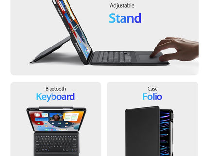 Wireless Bluetooth Keyboard Tablet Case For Ipad Pro 12.9 - Magnetic - Black-1922443430873665539