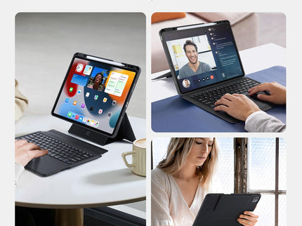 Wireless Bluetooth Keyboard Tablet Case For Ipad Pro 12.9 - Magnetic - Black-1922443430873665540