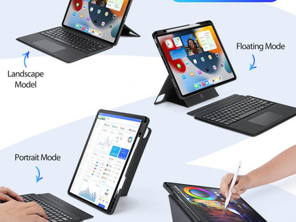 Wireless Bluetooth Keyboard Tablet Case For Ipad Pro 12.9 - Magnetic - Black-1922443430873665541