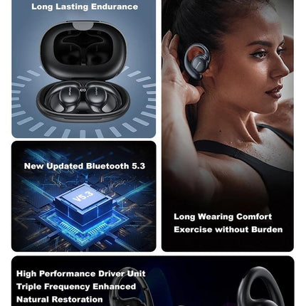 Black T80 Sport Tws Bluetooth Earbuds With Air Conduction-1915196902291410946