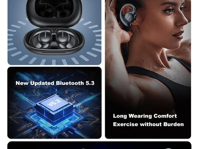 Black T80 Sport Tws Bluetooth Earbuds With Air Conduction-1915196902291410946