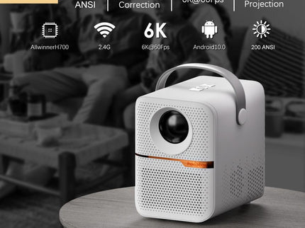 Portable Wifi Projector With Android 10 Os And Hd Display - White-1915196654219300865