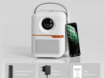 Portable Wifi Projector With Android 10 Os And Hd Display - White-1915196654219300867