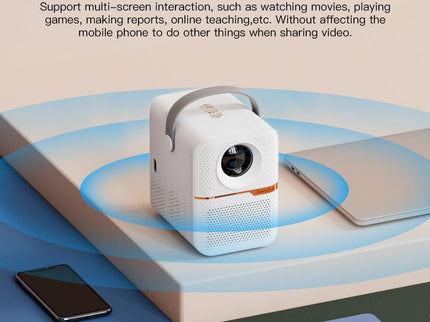 Portable Wifi Projector With Android 10 Os And Hd Display - White-1915196654219300870