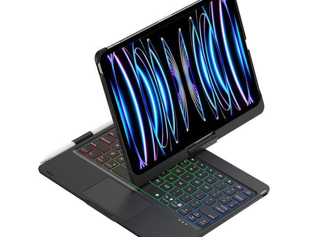 360 Degree Rotating Bluetooth Keyboard Leather Case For Ipad Pro 11 With Backlight - Black-1915197148748713986