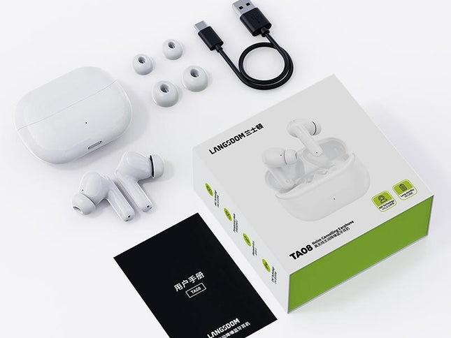 Wireless Active Noise-Cancelling Earbuds - White-1915196819571347458