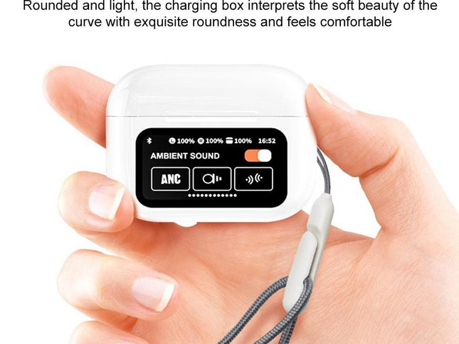 Wireless Bluetooth Earphone With Touch Screen & Noise Reduction - White-1915196825372069889
