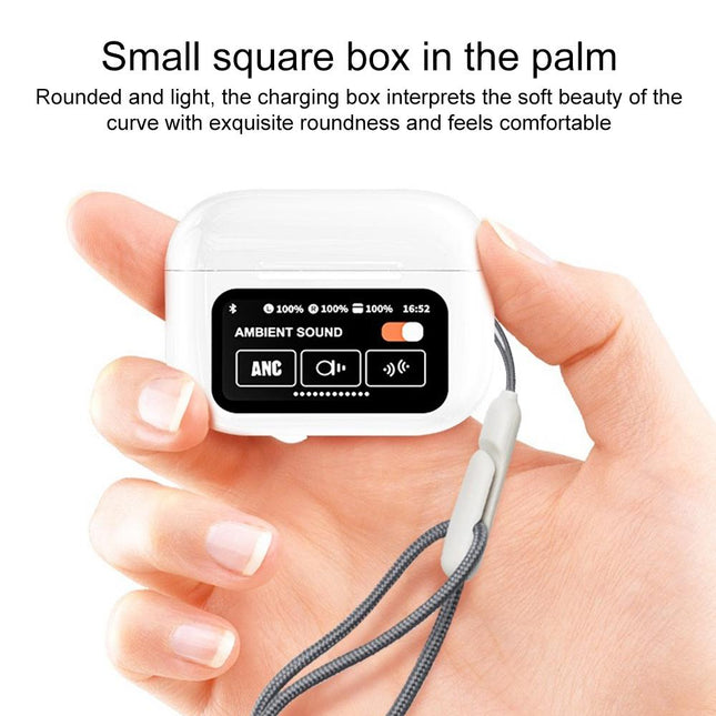 Wireless Bluetooth Earphone With Touch Screen & Noise Reduction - White-1915196825372069889
