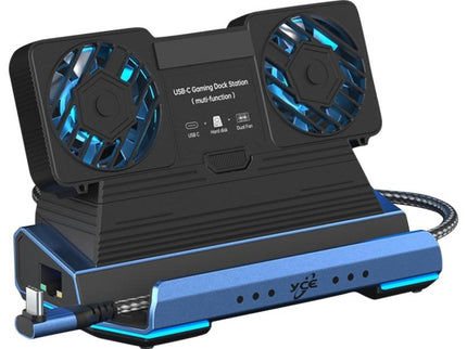 10-In-1 Usb-C Gaming Dock With Detachable Fan - Blue / Black-1915196925045510144