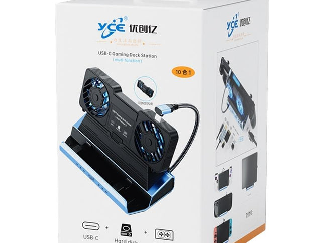 10-In-1 Usb-C Gaming Dock With Detachable Fan - Blue / Black-1915196925045510146