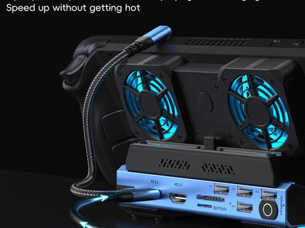 10-In-1 Usb-C Gaming Dock With Detachable Fan - Blue / Black-1915196925045510149