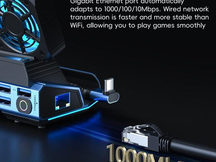 9-In-1 Usb-C Gaming Dock With Detachable Fan - Blue / Black-1922443402268512259