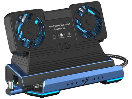 9-In-1 Usb-C Gaming Dock With Detachable Fan - Blue / Black-1922443402268512264