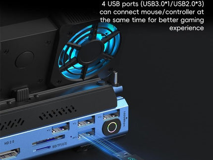 9-In-1 Usb-C Gaming Dock With Detachable Fan - Blue / Black-1922443402268512261