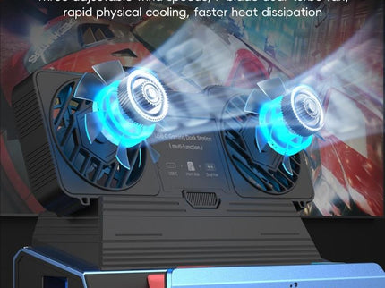 9-In-1 Usb-C Gaming Dock With Detachable Fan - Blue / Black-1922443402268512262