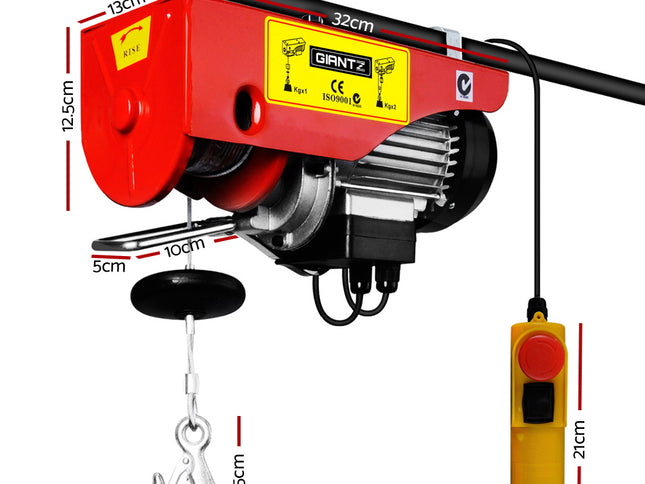Giantz Electric Hoist Winch 125/250KG Cable 18M Rope Tool Remote Chain Lifting