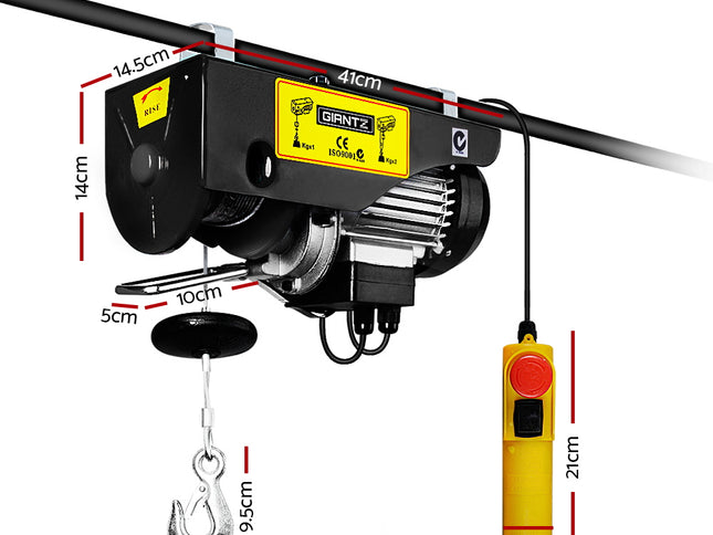 Giantz Electric Hoist Winch 400/800KG Cable 18M Rope Tool Remote Chain Lifting
