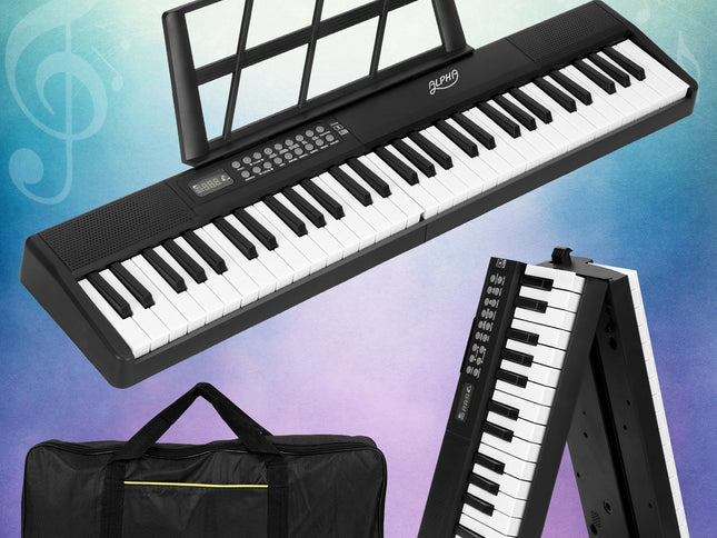 Alpha 61 Keys Foldable Electronic Piano Keyboard Digital Electric w/ Carry Bag