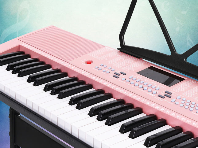 Alpha 61 Keys Electronic Piano Keyboard Digital Electric w/ Stand Lighted Pink