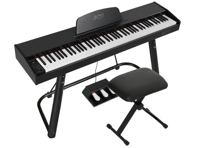 Alpha 88 Keys Electronic Piano Keyboard Digital Electric w/ Stand Stool Weighted