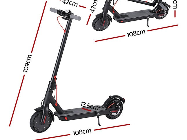 Electric Scooter 500W 25KM/H Folding Portable Riding For Adults Commuter Black
