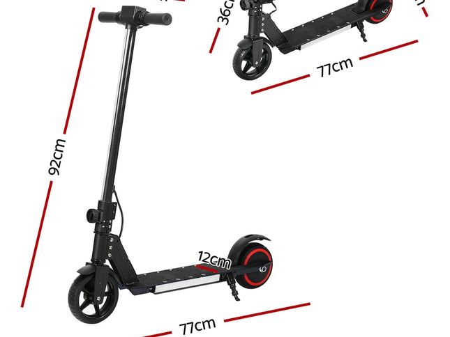 Electric Scooter 130W 16KM/H LED Light Folding Portable Riding Commuter Black