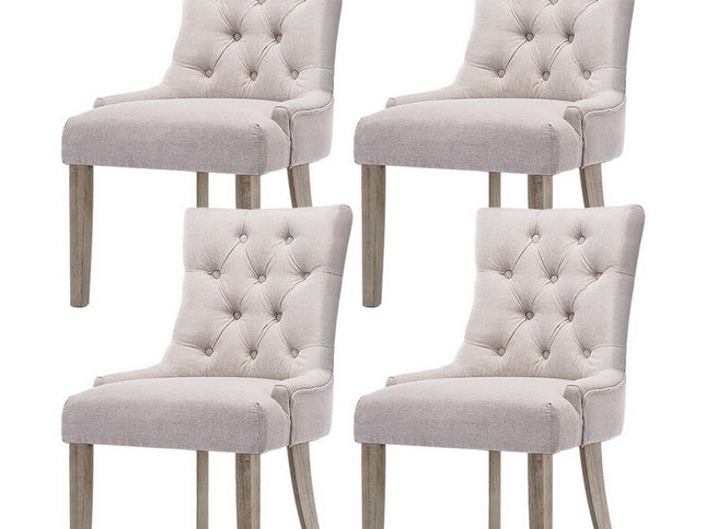Artiss Dining Chairs Set of 4 Linen French Provincial Beige
