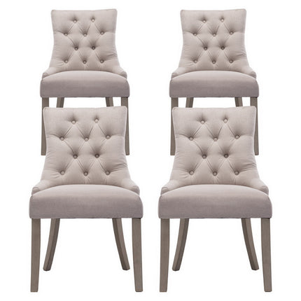 Artiss Dining Chairs Set of 4 Linen French Provincial Beige