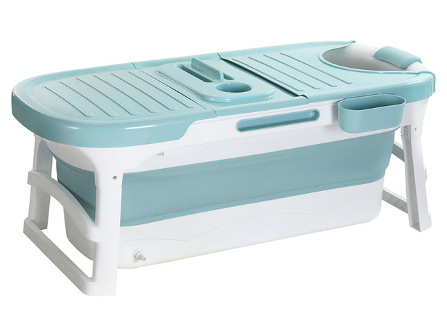 Weisshorn Foldable Bathtub Portable Folding Water Spa with Cover Plate 136x62cm