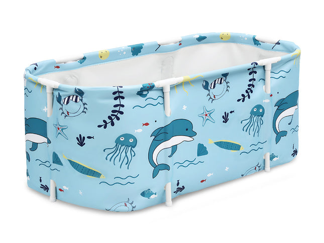 Weisshorn Foldable Bathtub PVC Spa Bucket Inflatable Cushion 114x62cm Blue