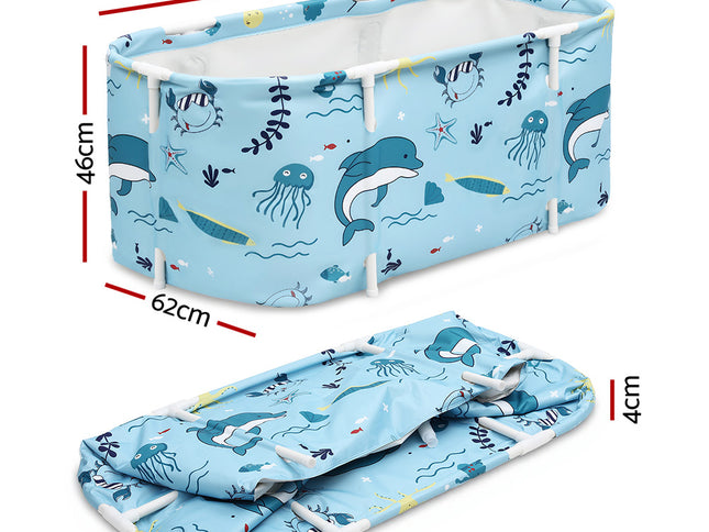 Weisshorn Foldable Bathtub PVC Spa Bucket Inflatable Cushion 114x62cm Blue