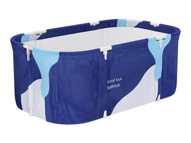 Weisshorn Foldable Bathtub PVC Spa Bucket Inflatable Cushion 114x62cm Navy Blue