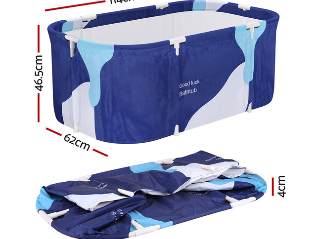 Weisshorn Foldable Bathtub PVC Spa Bucket Inflatable Cushion 114x62cm Navy Blue