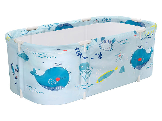 Weisshorn Foldable Bathtub PVC Spa Bucket Inflatable Cushion 134x65cm Blue