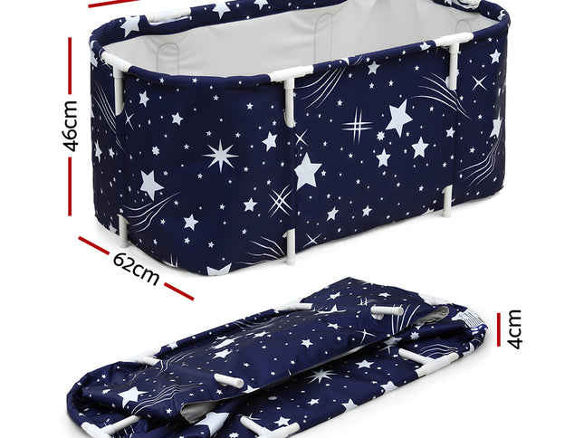 Weisshorn Foldable Bathtub PVC SPA Bucket Inflatable Cushion 114x62cm Star Navy