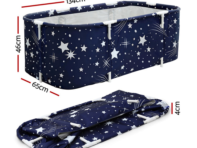 Weisshorn Foldable Bathtub PVC SPA Bucket Inflatable Cushion 134x65cm Star Navy