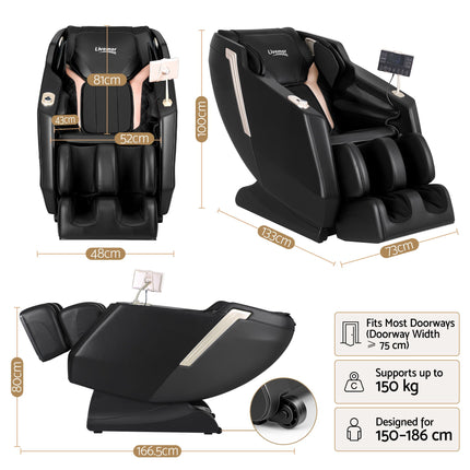 Livemor Flex Massage Chair Full Body with Heat Zero Gravity Recliner, 24 Airbags, Foot Massage, 6 Auto Programs, Voice Control, Bluetooth Speakers, Screen Control, Extendable Footrest