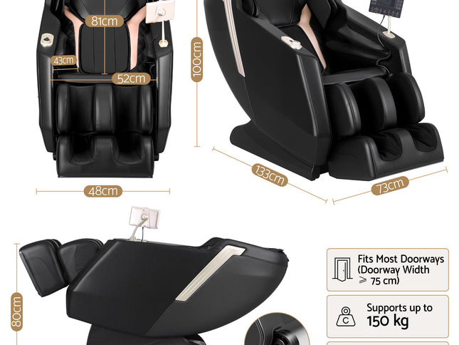 Livemor Flex Massage Chair Full Body with Heat Zero Gravity Recliner, 24 Airbags, Foot Massage, 6 Auto Programs, Voice Control, Bluetooth Speakers, Screen Control, Extendable Footrest