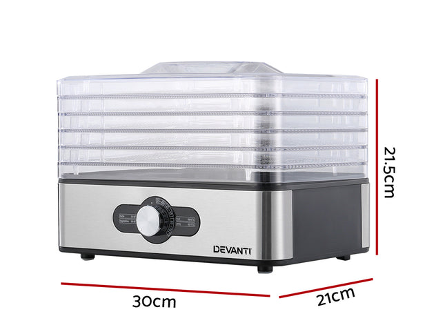 Devanti 5 Trays Food Dehydrator Stainless Steel Tray