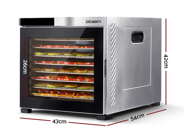 Devanti 10 Trays Food Dehydrator Stainless Steel Tray