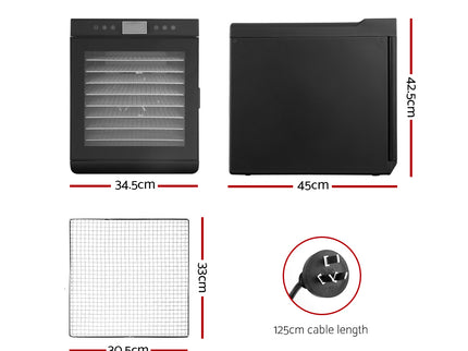 Devanti 10 Trays Food Dehydrator Stainless Steel Tray
