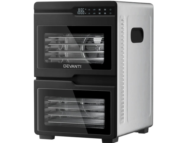 Devanti 12 Trays Food Dehydrator Dual-Zone Stainless Steel Fruit Jerky Dryer