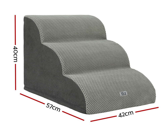 i.Pet Dog Ramp Steps Foam 3 Tier Pet Stairs For Bed Sofa Car Portable Indoor