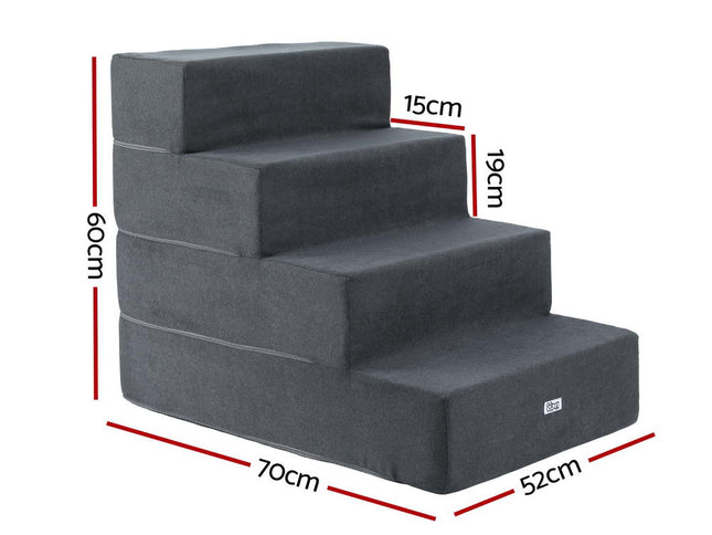 i.Pet Dog Ramp Foam Dog Cover Stairs Portable Cat Ladder For Sofa Bed 4 Steps