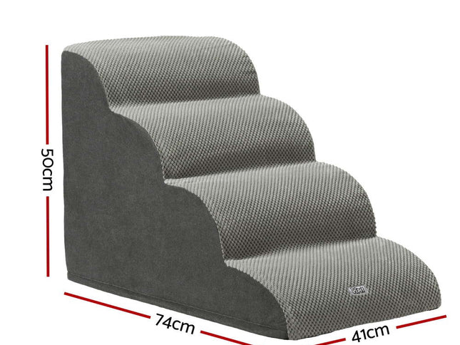i.Pet Dog Ramp Steps Foam 4 Tier Pet Stairs For Bed Sofa Car Portable Indoor