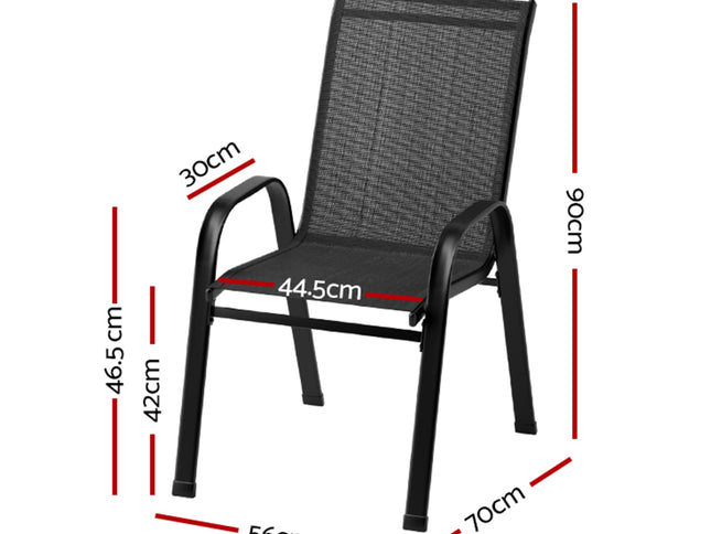 Gardeon 6PC Outdoor Dining Chairs Stackable Lounge Chair Patio Furniture Black