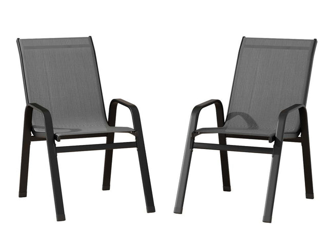 Gardeon 2PC Outdoor Dining Chairs Stackable Lounge Chair Patio Furniture Grey