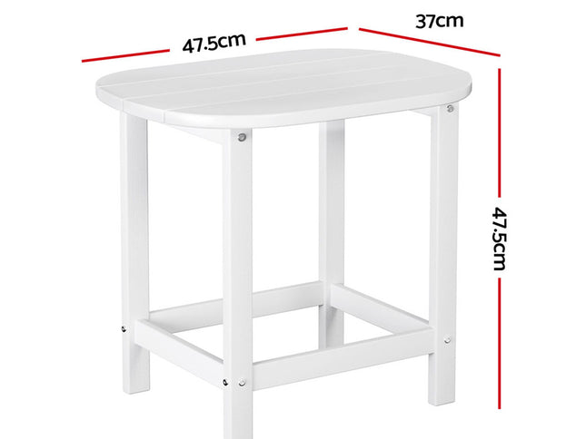 Gardeon Outdoor Coffee Side Table HDPE Desk Patio Furniture Camping Garden White
