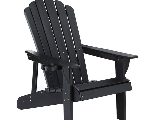 Gardeon Outdoor Chairs HDPE Adirondack Beach Chair Sun Lounge Patio Furniture Garden Black